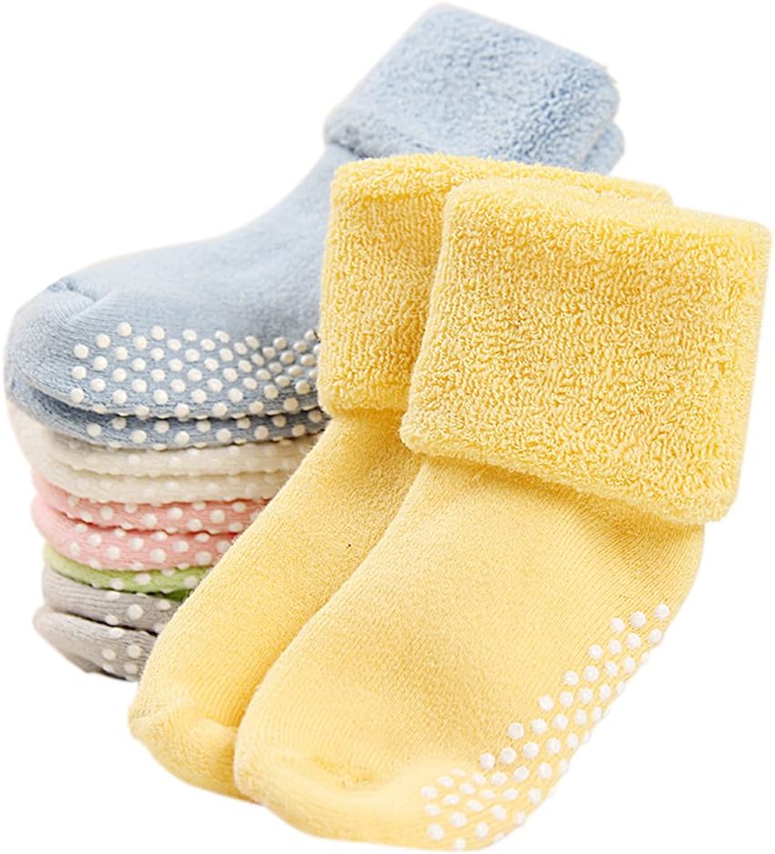 251118063623935_1 VWU Baby Toddler Kids Ankle Crew Socks with Grips Unisex Warm Thick Cotton Winter Socks 0-10T 6/8 Pack - Image 1